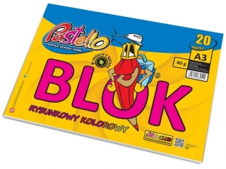 Blok rysunkowy kolorowy A3 20k. 80g PASTELLO