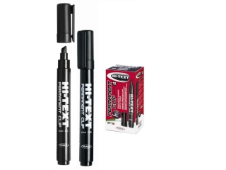 Marker permanentny HI-TEXT 641/PC Clip �ci�ty czarny 12szt.