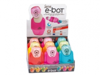 Gumka + temper�wka SERVE E-BOT  2 otw. x 9szt. display mix kolor