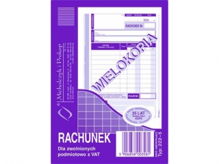 Druk -�Rachunek A6 dla zw.z VAT pion(wiel)