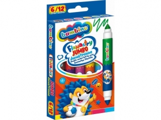 Flamastry dwustronne Jumbo 12 kolor�w 6 sztuk ZWIERZAKI UCZNIAKI [opakowanie=12szt]