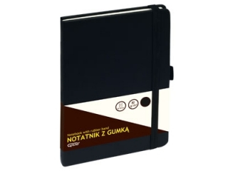 Notatnik z gumk� GRAND A5 80k. kratka - czarny