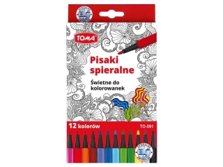 Flamastry szkolne TOMA 12 kolorowe, spieralne, cienka ko�c�w