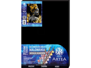 Malowanie po numerach na czarnym p��tnie 40x50cm ASTRA ARTEA - Z�ota muza