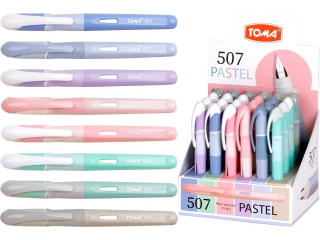 Pi�ra atramentowe TOMA Rubber Grip Pastel Fine z cienk� stal�wk�, 0, 5mm. 3 kolory obudowy - mix [opakowanie=24szt]TO-507 04 mix