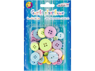 Guziki plastikowe GUZ-8952 mix kolor�w i rozm., 10-30mm, op. 30g