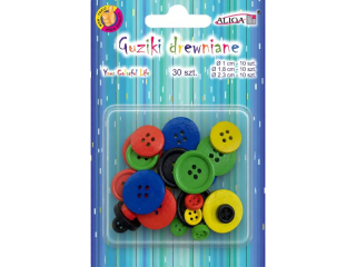 Guziki drewniane GUZ-2058 mix kolor�w i rozm., op. 30szt.