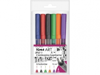 Cienkopisy TOMA kapilarne, ko�c�wka 0, 5mm, 8 kolor�w - mix Etui 6szt TO-347 mix Etui 6szt