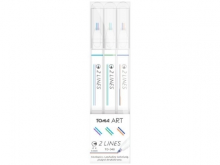 Cienkopisy TOMA 2-Lines, 2-kolorowe ko�c�wki 0, 5mm, bia�a obudowa, komplet 3 kolory - mix Etui 3szt TO-348-3 B mix Etui 3szt
