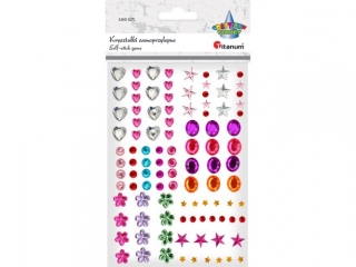 Kryszta�ki samoprzylepne mix wzor�w mix kolor�w 103szt. rodzaj: okr�g�e, kwiatki, gwiazdki, serca, owalne