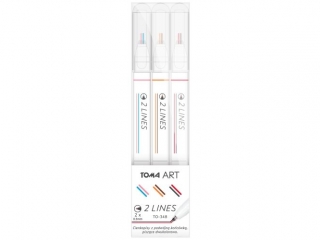 Cienkopisy TOMA 2-Lines, 2-kolorowe ko�c�wki 0, 5mm, bia�a obudowa, komplet 3 kolory - mix Etui 3szt TO-348-3 A mix Etui 3szt