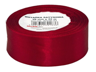 Wst��ka satynowa  rozmiar: 38mm x 32 m kolor: bordowy