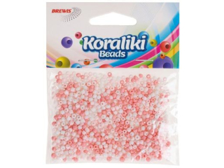 Koraliki akrylowe do nawlekania rozmiar: 3,5 mm waga: 30 g kolor: bia�o-r�owy