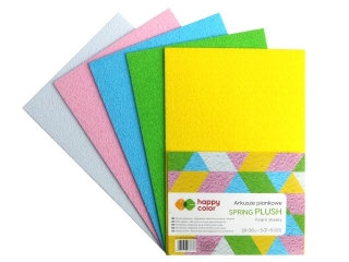 Arkusze piankowe SPRING PLUSH , A4, 5 ark, 5 kolor�w, Happy Color