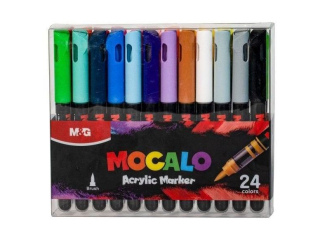 Marker akrylowy Mocalo p�dzelkowy, 24 kolory, blister, MG
