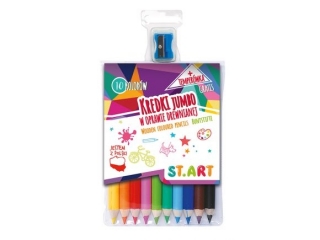Kredki Jumbo w oprawie drewnianej 10 kolor�w + temper�wka [opakowanie=8szt]