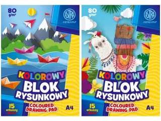 Blok rysunkowy kolorowy A4 15k. 80g ASTRAPAP