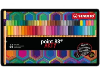 Cienkopis STABILO point 88 pude�ko metalowe 66 szt. ARTY