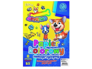 Zeszyt papier�w kolorowych samoprzylepnyh ASTRA ASTRINO B5 170g, 8k  [opakowanie=10szt]