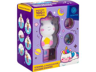 Stempel z naklejkami ASTRAFUN Jednoro�ec ? 100 naklejek wielokrotnego u�ytku + ksi��eczka [opakowanie=8szt] (CEN+2%)