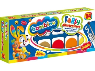 Farby akwarelowe BAMBINO 24 kolory, du�a pastylka