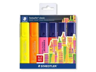 Zakre�lacz Textsurfer Classic, 6 szt., w etui, 4+2 gratis, Staedtler