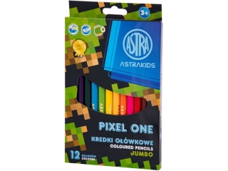Kredki o��wkowe okr�g�e Jumbo ASTRAKIDS Pixel One - 12 kolor�w ASPROM