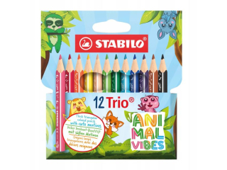 Kredka drewniana Trio gruba, kr�tka Animal vibes 12szt. NOWO�� 205/12-05 [opakowanie=12szt]