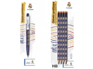 Zestaw pi�mienniczy Real Madrid - O��wek HB tr�jk�tny + D�ugopis automatyczny - 1+1 szt. blister