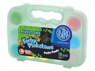 Farby plakatowe Pixel One Astra Kids 12 kol x 20 ml - walizka  [opakowanie=4szt] (CEN+5%)
