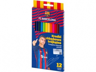 Kredki o��wkowe tr�jk�tne FC BARCELONA - 12 kolor�w