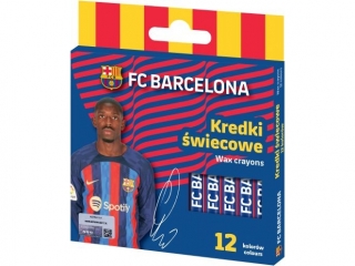 Kredki �wiecowe  okr�g�e FC BARCELONA - 12 kolor�w - 8/90 mm  [opakowanie=24szt]