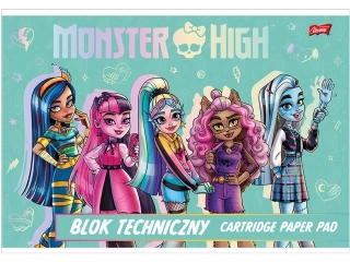 Blok techniczny A4 10 kartek ok�adka kredowana 190 g/m2 MONSTER HIGH [opakowanie=10szt]