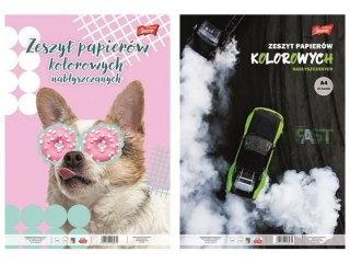 Zeszyt papier�w kolorowych nab�yszczany A4 10 kartek ok�adka kredowana [opakowanie=25szt]