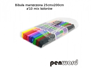 Bibu�a marszczona PENWORD 25x200cm 10 kolor�w SUPER-HURT
