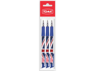 D�ugopis automatyczny TOMA 1mm Great Britain niebieski, poszetka komplet 3szt.