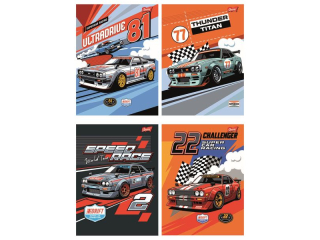 Zeszyt A4 32 kartki krata ok�adka laminowana  lakier miejscowy UV 70 g/m2 RACING TEAM [opakowanie=15szt]