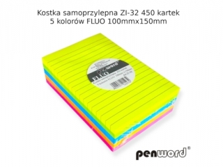 KOSTKA SAMOPRZYLEPNA ZI-32 5 KOLOR�W FLUO 100mmx150mm 450 KA
