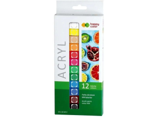 Farba akrylowa zestaw 12 kolor�w x 12 ml, Happy Color