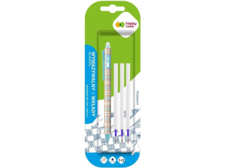 D�ugopis wymazywalny Mild, 0.5 mm, niebieski, 1 szt. + 3 wk�ady na blistrze, Happy Color WYPRZEDA�GDD