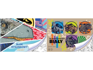 BLOK RYSUNKOWY BIA�Y A4/20k. z pierwsz� stron� do kolorowania / JURASSIC PARK [opakowanie=10szt]