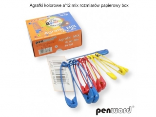 AGRAFKI KOLOROWE a12 MIX ROZMIAR�W PAPIEROWY BOX