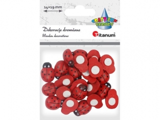 Dekoracje drewniane biedronki 14x19mm samoprzylepne na piance 3D 24szt. TITWLK26