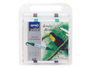 MARKERY ACRYLIC DWUSTRONNE  SKO�NY- OKR�G�Y 18 KOL. + KONTUR SPREE