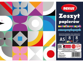 ZESZYT PAPIER�W KOLOROWYCH SAMOPRZYLEPNYCH METALIZOWANYCH A5/8k. [opakowanie=10szt]