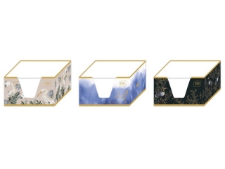 Notes kostka w kubiku INTERDRUK 9x9x5 bia�a Satin Gold