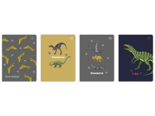 Zeszyt A5 32k. INYERDRUK 70g UV Dinozaurus, kolorowa trzylinia