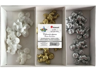 Anio� z harf� ceramiczny 28x31x8mm 3 kolory: z�oty, srebrny, bia�y 15szt.