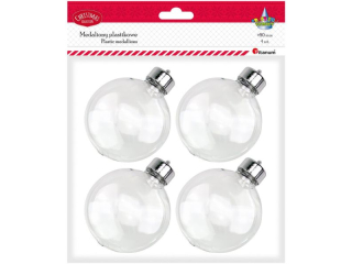 Bombki plastikowe medaliony O80mm wysoko�� 102mm ze srebrn� zakr�tk� dwustronnie wypuk�e g��boko�� 43mm 4szt.