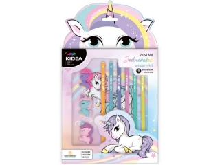ZESTAW O��WEK, KREDKI I GUMKI 9 ELEMENT�W UNICORN KIDEA